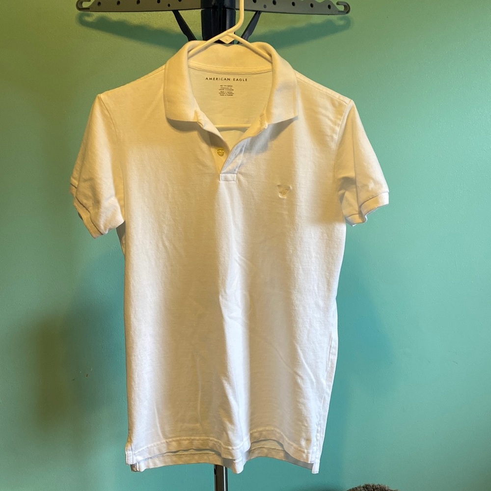 American Eagle Outfitters XS White Short Sleeved Polo Shirt EUC